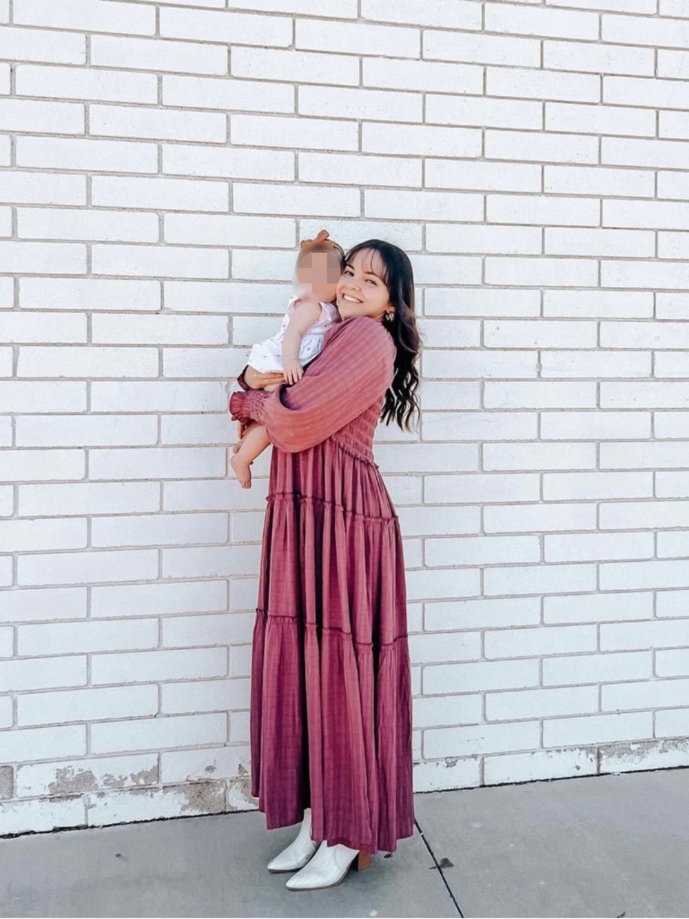 Dark Rose Tiered Long Sleeve Maxi Dress